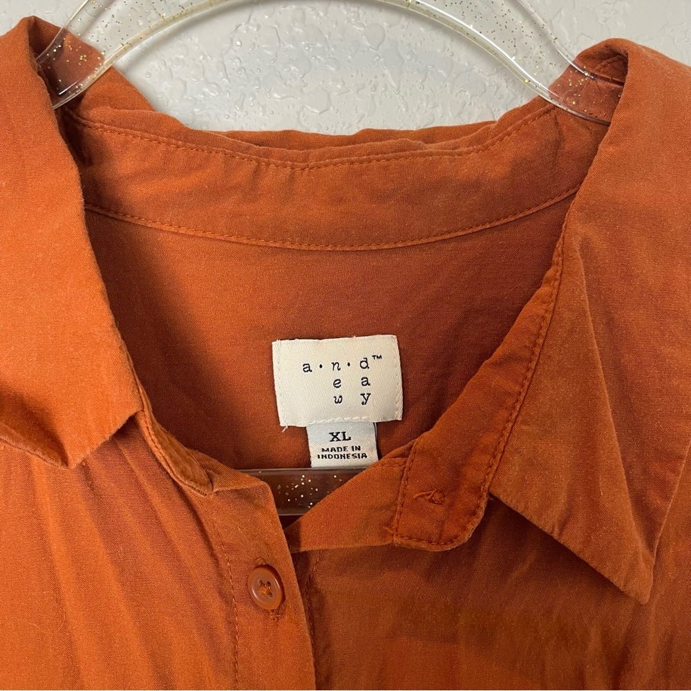 A New Day Women’s Terracotta Rust Button-Down Shirt Size XL - Picture 3 of 7